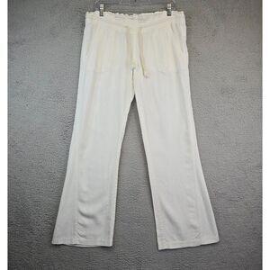 Roxy Linen Pants Womens L Pull‎ On Wide Leg Coastal Resort Lagom Minimalist